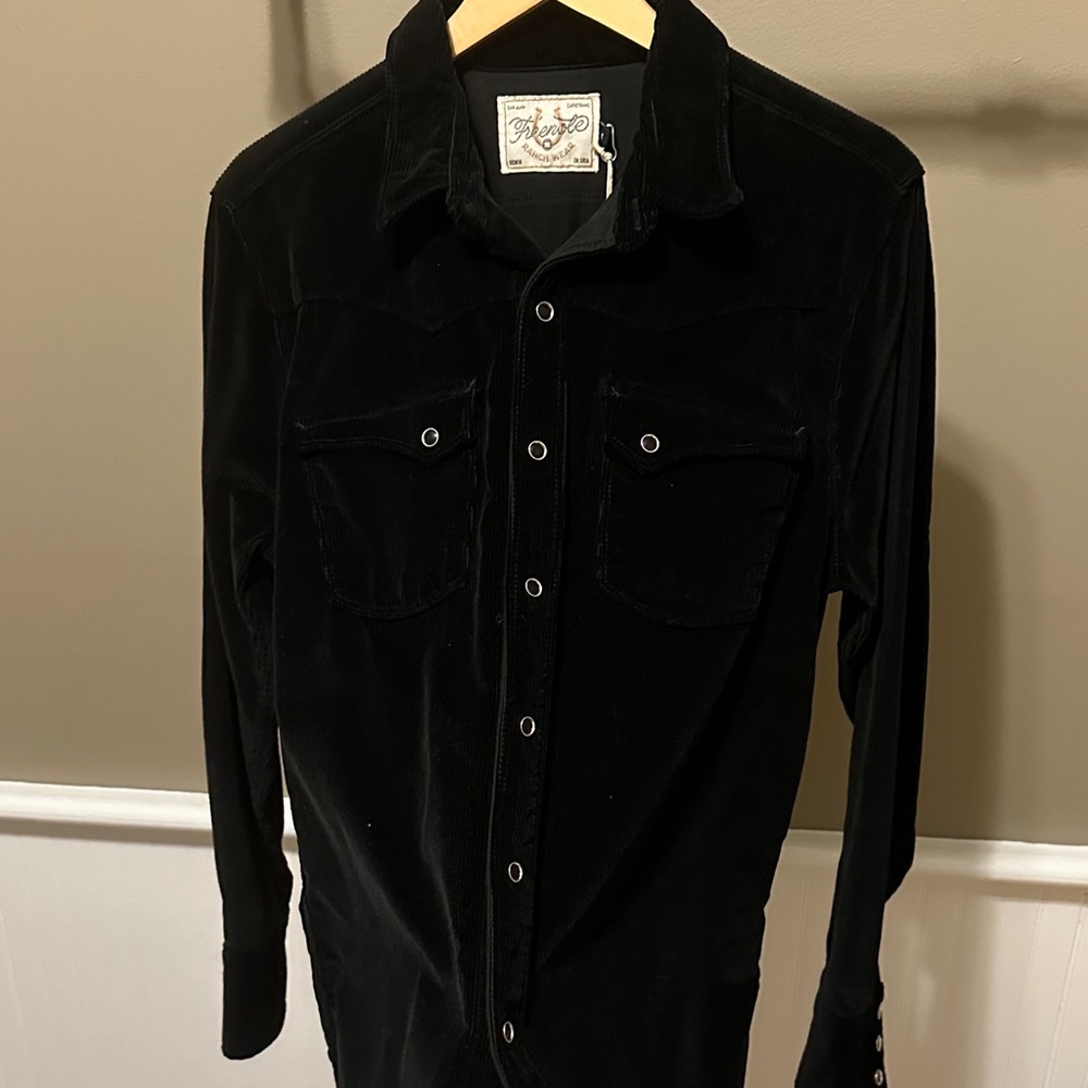 freenote cloth Men’s Black western Velvet corduroy Button-Down Shirt